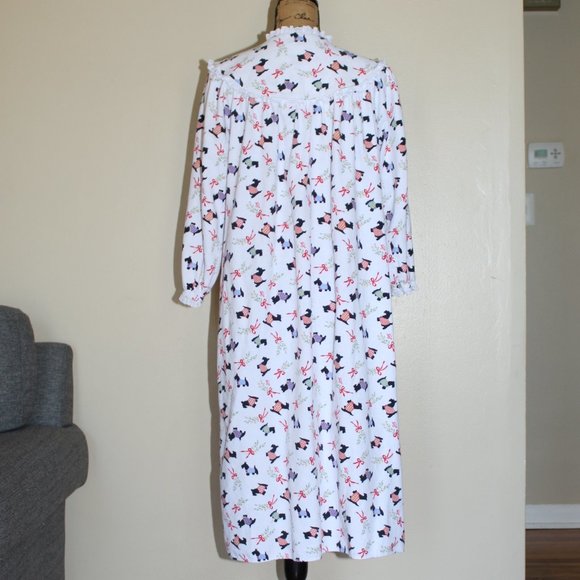 Lanz of Salzburg Scottie Dog Cotton Flannel Long Nightgown Women's Small - Picture 2 of 10